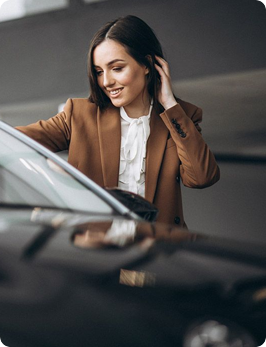 Professional woman with car